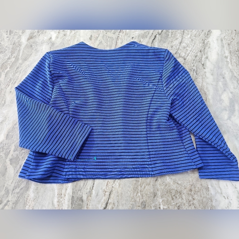 Anthony Richards Blue Black Striped Open Cardigan Jacket - Size 18P - Picture 6 of 8
